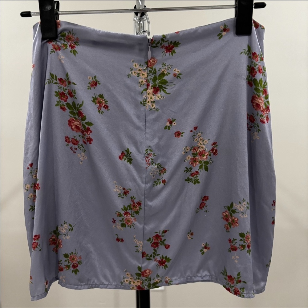 Reformation Veranda Silk Melba Purple Floral MIni Skirt Size 0 - Picture 3 of 6